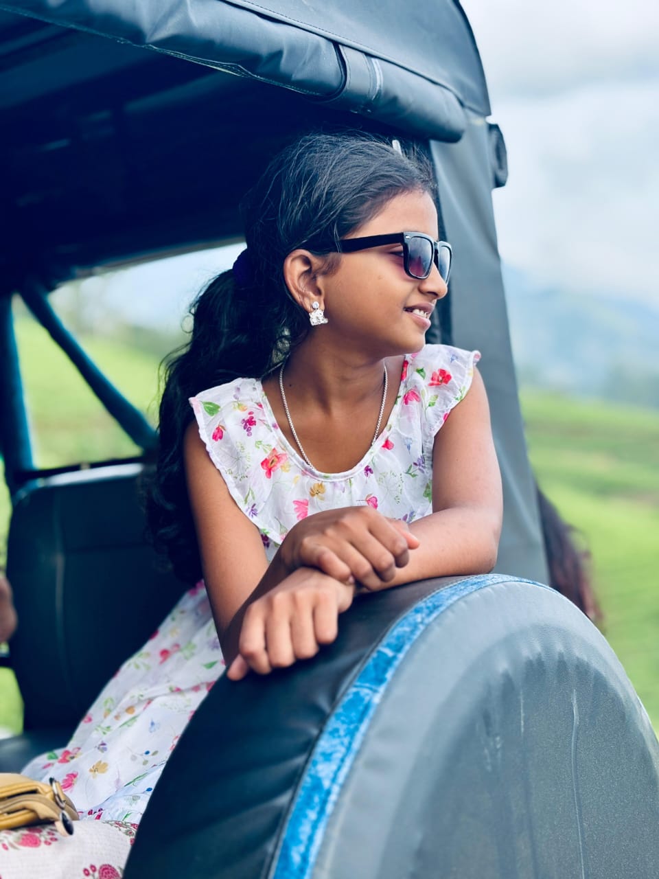 Traveler enjoying South India temple architecture